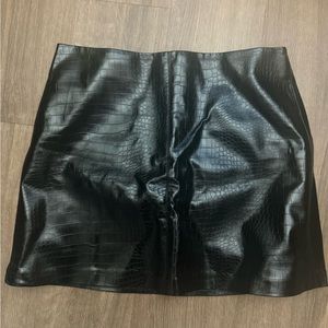 Mango black leather mini skirt